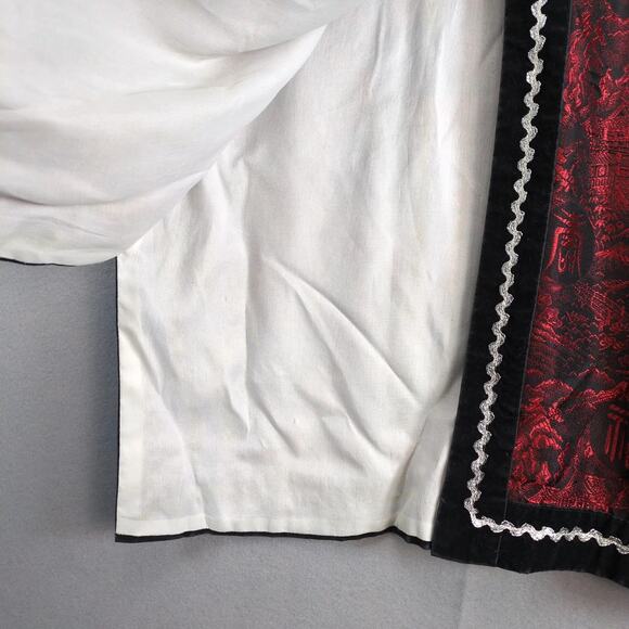 Vtg Joli Made Japan Silk Brocade Jacket Robe L Red Black Kimono Mandarin Collar - Picture 10 of 10
